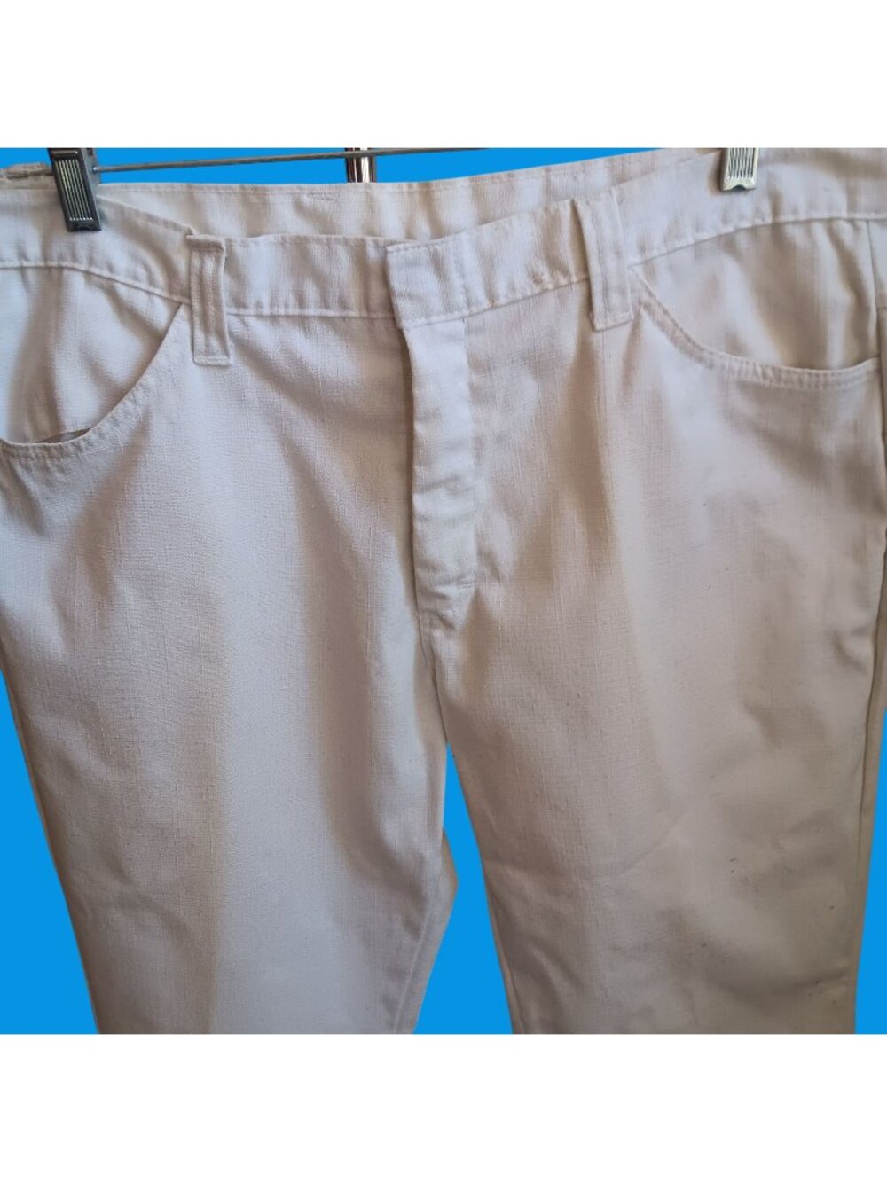 True Vintage Jeans 1960's 38x31 White Cotton Bootcut Mod Garage Band Talon zip